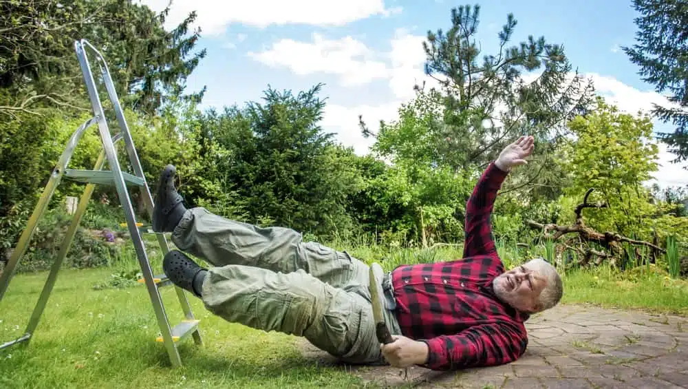 Man falling off a ladder