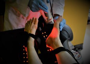 The patient having  Neuro Foot Laser at Houston, TX