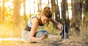 A woman streching her legs