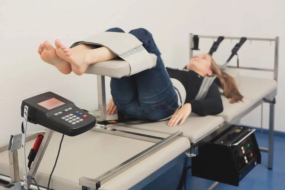 female patient getting spinal decompression therapy