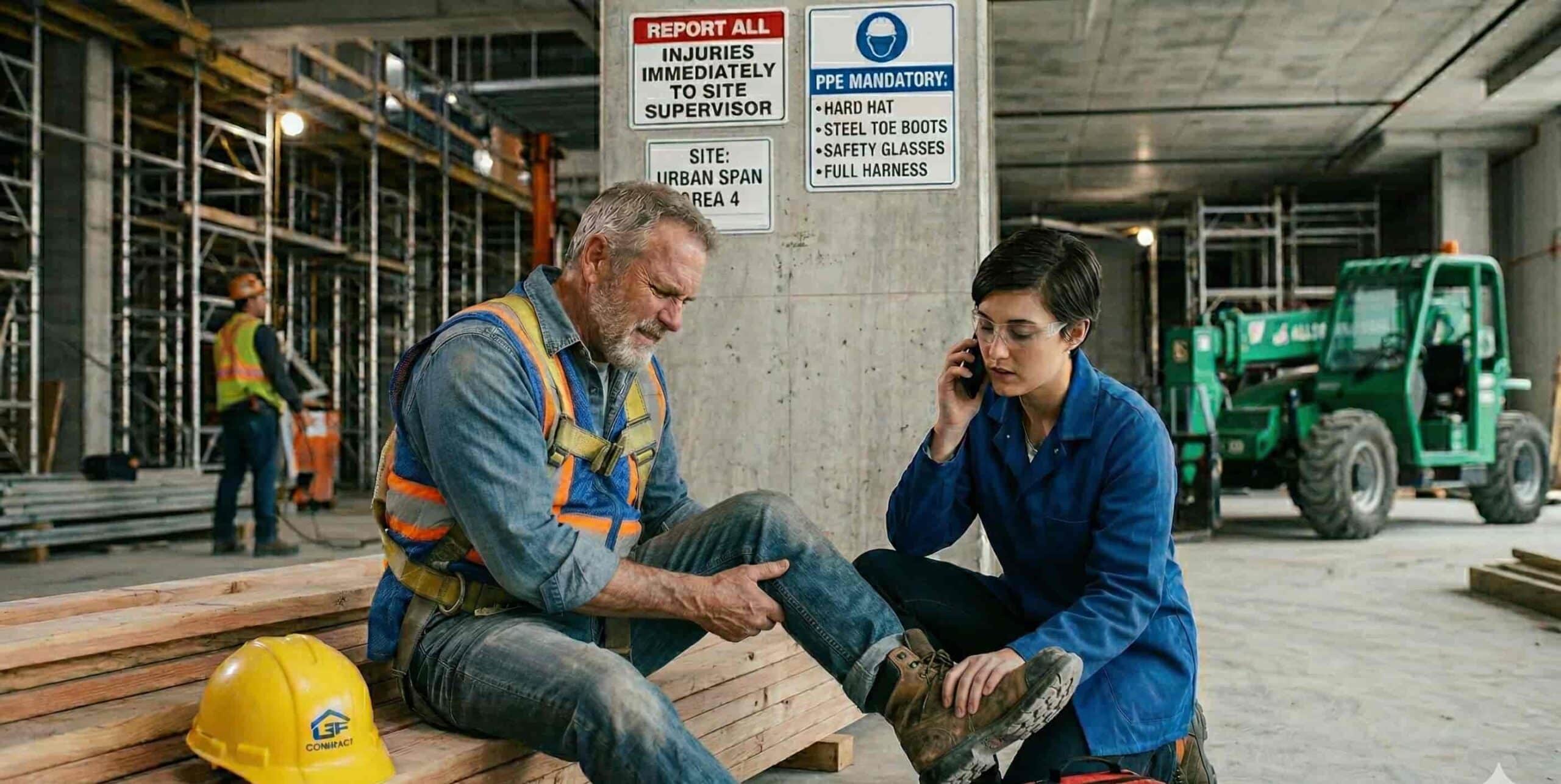 man having injury in a workplace