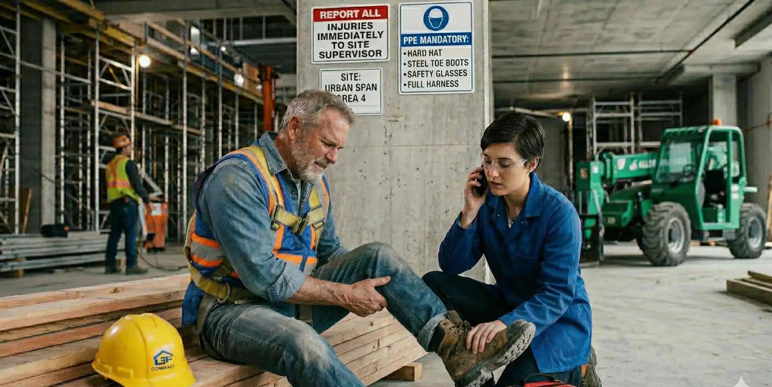 man having injury in a workplace